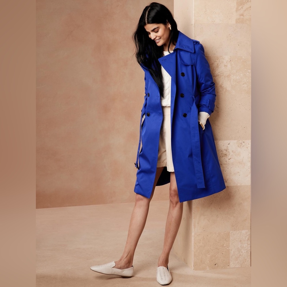 NWT Cobalt Blue Banana Republic Trench Coat XS